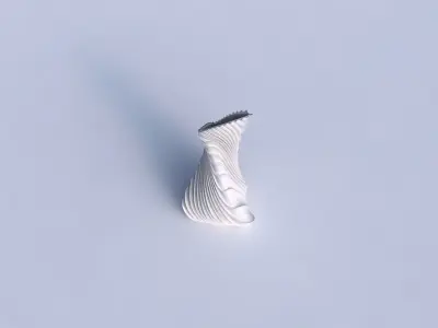 Vase twist puffy tappered triangle with wavy extruded lines 2 3D print model
