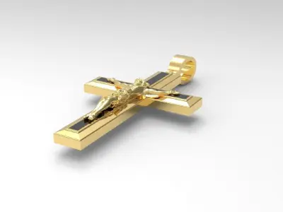 Elegance Pendant Jesus Cross With Enamel Fields 3D print model