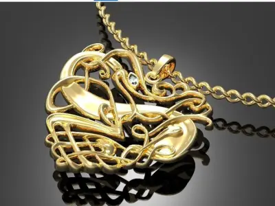 3D print model heart pendant  Viking heart with celtic ornament 3D print model