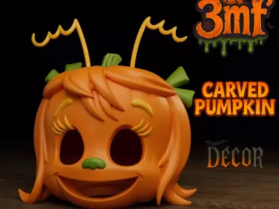 Max and Cindy Lou Who Pumpkins  3D Printable Halloween 3D Model Collection