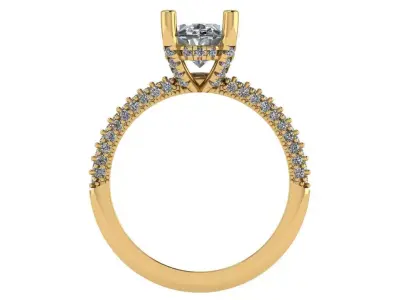 oval solitaire under halo full diamond over prong  pave shank  3D print model