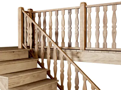 Wooden stair D012  3D model