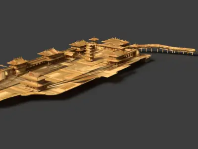 Chinese ancient palace house  Low-poly 3D model