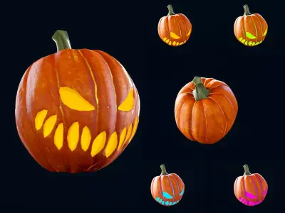 Halloween Pumpkin Head 03 - Game Ready - Textured PBR Low-poly 3D model