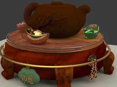 Chinese display stand with tea pot  3D model