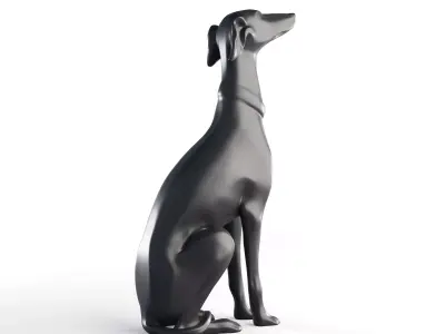Realistic Greyhound Sculpture 3D Model Statue 3D model