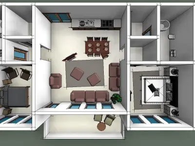 Two bedrooms apartment design 3D model
