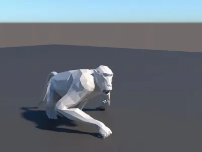 Lowpoly monkey gorilla with animation with Max binding 3D model
