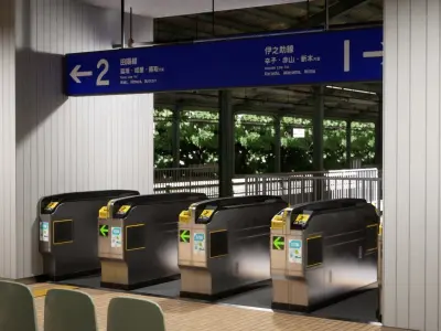 Japanese Railway Station - Realistic Environment Low-poly 3D model