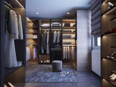 Clothes Room Interior Scene for 3DMax Corona With Settings Low-poly 3D model