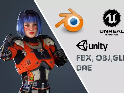 Sci-Fi Girl Low-poly  Low-poly 3D model