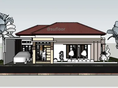House 17x12m code 405 - Sketchup 3D model