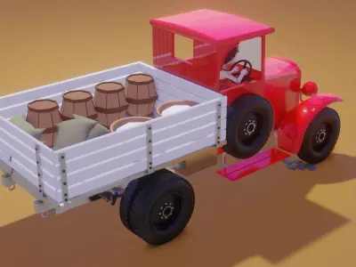Farm Truck Low-poly 3D model