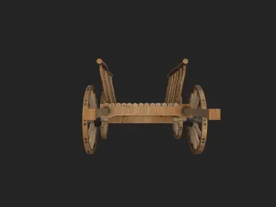 Medieval Wooden Horse Cart Variation 7 - Low Poly And Game Ready Low-poly 3D model
