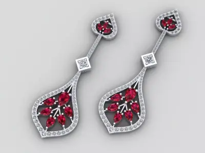 Precious Earrings with Marquise and Pear Diamond 3D print model