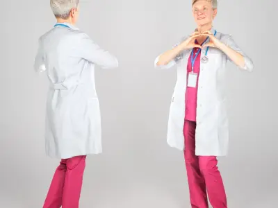 Smiling adult female doctor posing 130 Low-poly 3D model