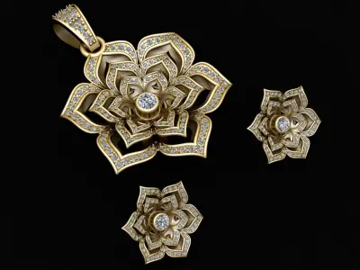 FLORAL ELEGANCE LOCKET SET 3D PRINTABLE MODEL 3D print model