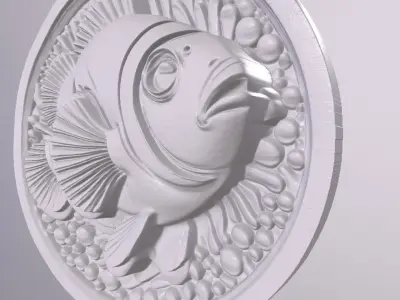 Clown Fish 3 basrelief for 3D printing 3D print model