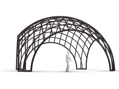 Architectural Pavilion Structure Wireframe Dome With Entry V2 3D model