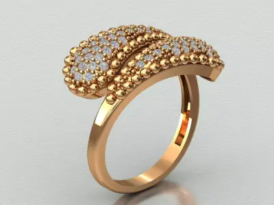 Pave Diamond Statement Ring 3D Model STL Luxury Jewelry CAD 3D print model