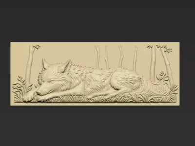 Wolf Bas-relief A132 3D print model