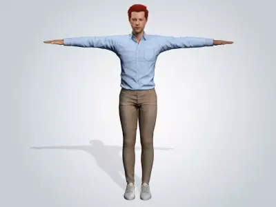 Realistic Male 3D Character with red hair 3D model