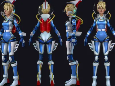 Astro Sarah Hand painted  Free low-poly 3D model