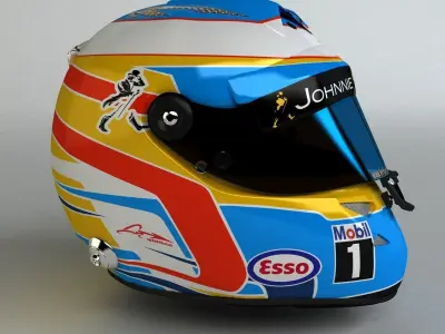 Fernando Alonso 2015 F1 Schuberth Helmet Low-poly 3D model