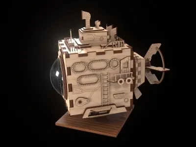 Wooden Full House Man Car Zeppelin Ballon Submarine 3D model