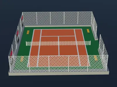  Tennis Court - Egypt Low-poly 3D model