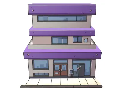 Cartoon Building Low-poly 3D model