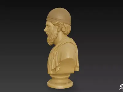 Greek God Hephaestus Bust Low-poly 3D model
