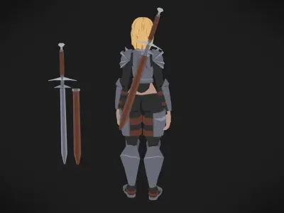 Colorly - Knight Girl - Game Ready - Rigged - Customizable Low-poly 3D model