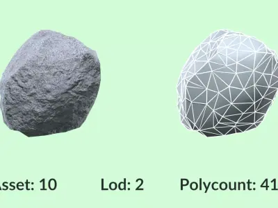 Granite Rocks Pack Vol 2 Game and VFX Asset Collection Free low-poly 3D model