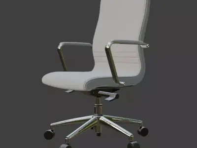 Modern White Leather Executive Office Chair High Detail 3D Model 3D model