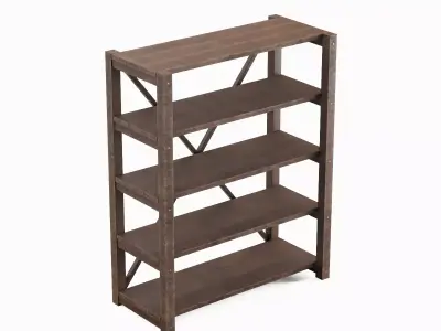 Wide Pottery Shelf B 01 Low-poly 3D model