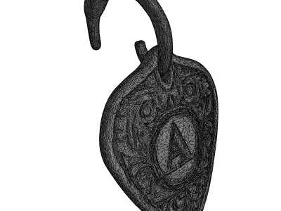 Decorative Initial A Heart Pendant Charm Low-poly 3D model