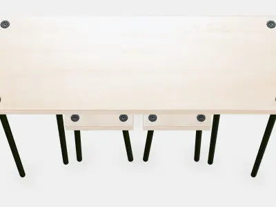 FRIDNAS Nesting tables with stools set of 4 Low-poly 3D model