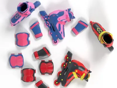 Roller Skate lowpoly Low-poly 3D model