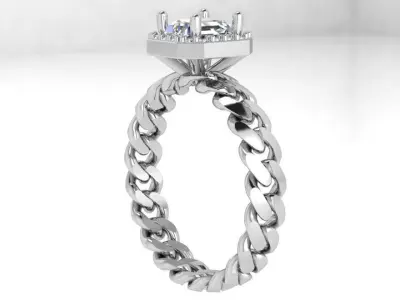 Emerald Halo Chain Ring 4503 3D print model