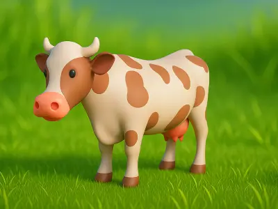  Cartoon Milk Cow Animal 3D Model for Cartoon Characters Low-poly 3D model