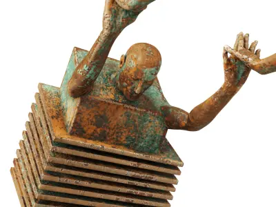 Decorative Sculpture with 3 PBR metal materials 3D model