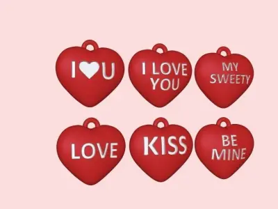 Cute Heart Keychains 3D print model