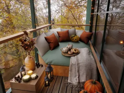 Autumn Balcony Blender Scene - DAY 3D model