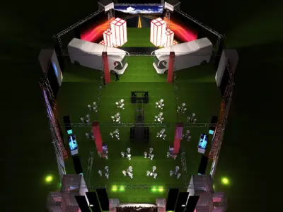 Awning for events of 50x30m for buses 3D model