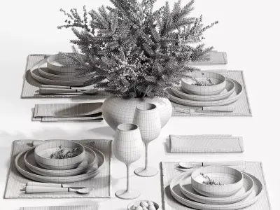 Winter Berry Dining Set28 3D model