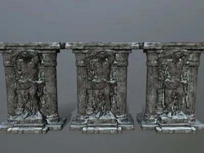 statue 2 column with Low-poly 3D model