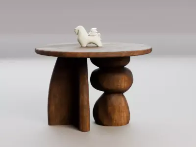 Sculptural Wooden Table 3D model