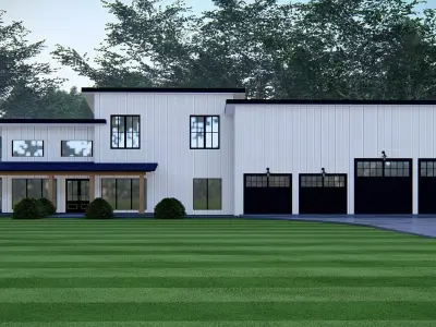 Modern American Barndominium Farmhouse 3D  Home with  Garage 3D model