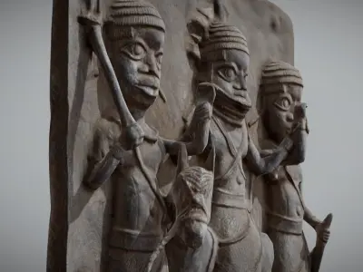 Ama Relief Plaque with Oba Low-poly 3D model